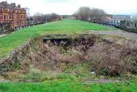 Remains of the station exit at Scotstoun East on 9 January 2006.<br><br>[Ewan Crawford 09/01/2006]