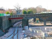 Looking east from Waggonway Bridge to the site of the old S&DR Alloa station. The platform line for the new station will be added to the left of the points.<br><br>[Brian Forbes 2/02/2007]