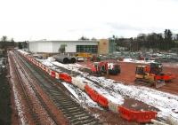 The under construction Alloa station on 8 February 2007 with much work currently in progress on the car park and approach roads.<br><br>[John Furnevel 08/02/2007]