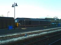 67006 at Stirling on the afternoon of 7 February with what appears to have been a Siemens training and/or exhibition train consisting of 2 VKA vans, a well barrier and 185138!  <br><br>[Veronica Inglis 7/02/2007]