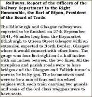 Copy of an extract from a report to the President of the Board of Trade regarding the proposed opening of the Edinburgh and Glasgow Railway.<br><br>[John Furnevel //1841]