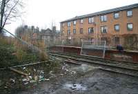 South end of Abbeyhill station on 12 February 2007 seen through a gap in the fence.<br><br>[John Furnevel 12/02/2007]