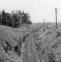 Interesting signals to the east of Rumbling Bridge station. One spectacle frame inverted for some reason.<br><br>[John Robin 7/6/1963]