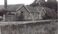 Dinnet station was also rarely photographed. It was used as a garage by this time. The Hillman Hunter GT on the left would have been about 4 years old when photographed.<br><br>[Ken Strachan /07/1976]