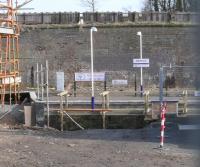 Signs seen on southbound platform, past the scaffolding.<br><br>[Brian Forbes 18/02/2007]