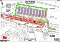 Initial plan of Tweedbank station as at 20 February 2007, (subject to change), a double track island platform with central platform access from the buffer end and parking for 280 cars.<br><br>[Network Rail 20/02/2007]