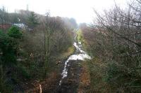 View south over the site of the proposed new station at Newtongrange in February 2007, with the winding gear of the Lady Victoria Colliery visible in the left background.<br><br>[John Furnevel 07/02/2007]