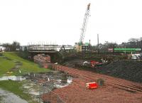 General view looking east towards Alloa station (visible through the bridge) on 22 February showing various works in progress. <br><br>[John Furnevel 22/02/2007]