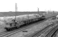 D8529 stands on the Waverley Line with a coal train alongside Lady Victoria Colliery, c. late 60s/early 70s. The pit officially closed in December 1971, with the last of the Claytons also withdrawn at that time.  The remaining section of the Waverley route back to Millerhill finally closed in mid 1972.<br><br>[Bill Roberton //]