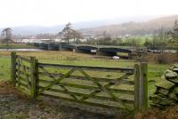 The 6-span former railway bridge over the Tweed south of Innerleithen on 25 February 2007 - with additional safety railings recently fitted.<br><br>[John Furnevel 25/02/2007]