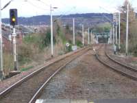 Automatiac Signal C64 showing a Caution aspect.. the signal ahead is Red protecting the junction at Cathcart.<br><br>[Colin Harkins 26/02/2007]