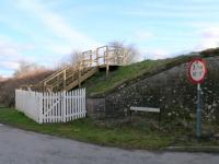 Stairs up to a platform at rail height east of Bridge of Earn For future access by contractors.<br><br>[Brian Forbes /02/2007]