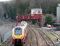 Eastbound Voyager passing through Hexham on 26 February 2007, a diversion resulting from closure of the WCML following the Pendolino derailment at Grayrigg.<br><br>[John Furnevel /02/2007]