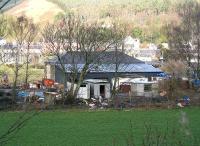 View north over the remains of Walkerburn yard and goods shed in 2007.<br><br>[John Furnevel 19/02/2007]