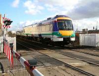 A southbound train on the approach to Dundee about to pass over Camperdown level crossing on 6 March 2007.<br><br>[John Furnevel 06/03/2007]