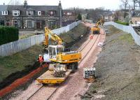 View west towards Alloa station from Bruce Street footbridge on 5 March 2017. Hilton Road level crossing is 400m behind the camera.<br><br>[John Furnevel 05/03/2007]