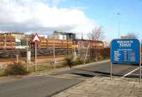 Never fails does it? Nothing happening, so, back to the car, pour a coffee, bite on a sandwich and... EWS 67025 just captured passing eastbound with a trainload of pipes on the approach to Dundee, March 2007. <br><br>[John Furnevel /03/2007]