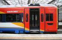 SWT 158 forming an afternoon train to Newcraighall on 17 March stands in Waverley platform 3.<br><br>[John Furnevel 17/03/2007]