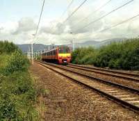 Class 320 eastbound at Ardmore in 1994.<br><br>[John McIntyre //1994]