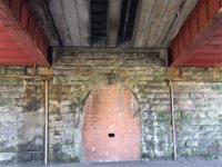 Old bricked up entrance to Cathcart Station from Old Castle Road, photographed in February 2007. Notice the missing brick.. what lies behind?? [See image 14045]<br><br>[Colin Harkins 18/02/2007]