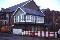 The level crossing that took the Northallerton - Garsdale line across the old A1. View east towards Northallerton at Leeming Bar in 1982.<br><br>[John McIntyre /02/1982]