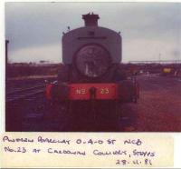 Andrew Barclay 0-4-0 loco n. 23. National Coal Board at Cardowan colliery, Stepps near Glasgow.<br><br>[Alistair MacKenzie 28/11/1981]