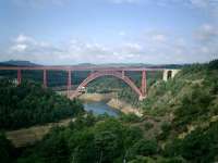 <h4><a href='/locations/G/Garabit_Viaduct,_Cantal,_France.'>Garabit Viaduct, Cantal, France.</a></h4><p><small><a href='/companies/C/Cie_du_Midi'>Cie du Midi</a></small></p><p><B>Garabit Rail</B> Viaduct built 1882-1884 designed by M. Eiffel of tower fame who designed some 150 rail bridges worldwide. It carried the Paris (Gare d'Orsay) to South-West France railway (Cie du Midi) over the River Truyere. 1/11</p><p>//<br><small><a href='/contributors/Alistair_MacKenzie'>Alistair MacKenzie</a></small></p>