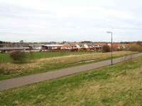 Looking Northwest over the filled-in cutting near the site of the proposed new Eskbank station in March 2007. The <i>Tesco</i> store stands left of centre and the A7 passes just off picture to the left.<br><br>[John Furnevel 12/03/2007]