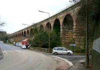 Looking south towards Newtongrange along the A7. On the right stands Newbattle Viaduct, one of the significant engineering features along the route to Tweedbank. (It is also often referred to as Newtongrange Viaduct and Lothian Viaduct.)<br><br>[John Furnevel 29/03/2007]