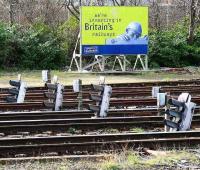 A man from <I>Railtrack</I> ponders a severe and sudden subsidence problem at the west end of Craigentinny depot on 21 March 2007.<br><br>[John Furnevel 21/03/2007]