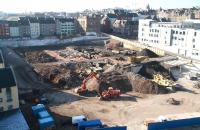 Getting back to normal on the Waverley Valley development alongside the east end of the station on 24 March. Work had been held up by archaeological activity in this historic part of the Old Town.<br><br>[John Furnevel 24/03/2007]