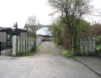 The former entrance to Joppa station, looking south from Joppa Terrace on 21 March 2007. The old station building lies directly behind what is now the Portobello driving test centre. For a view of the station itself [see image 14164]. <br><br>[John Furnevel 21/03/2007]