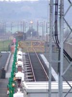 The fuel discharge siding alongside the Glasgow bound line just to the north of Prestwick Airport station, photographed in March 2007.<br><br>[Colin Harkins 25/03/2007]