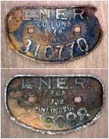 LNER Darlington wagon plates of 1938 and 1948.<br><br>[Alistair MacKenzie 01/11/1980]