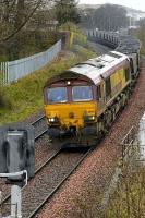 66140 with empties from Longannet, having reversed at Townhill runs back towards Dunfermline Town, March 2007.<br><br>[Bill Roberton /03/2007]