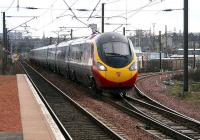 The morning Waverley - Euston Pendolino passes through Slateford on 25 January 2007.<br><br>[John Furnevel 25/01/2007]