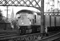 Southbound Freightliner approaching Ferryhill Junction on its way south behind a class 26 in May 1975. <br><br>[John McIntyre /05/1975]