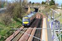 An Edinburgh - Bathgate service runs clockwise around the <I>sub</I> through Brunstane on 31 March 2007 due to engineering works at Waverley.<br><br>[John Furnevel 31/03/2007]