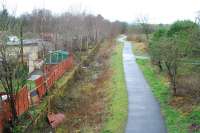 View looking to Greenock at Houston and Crosslee station in March 2007. The obliterated platform to the right was the last one in use.<br><br>[Ewan Crawford 29/03/2007]