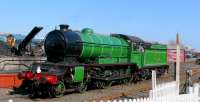 Morayshire passing the coaling stage while running around her train during an Open Day in April 2007.<br>
<br><br>[Brian Forbes 07/04/2007]