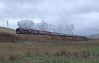 <i>Duchess of Sutherland</i> nears Wandel Mill north of Abington with <I>The Great Britain</I> as the light fades.<br><br>[John Robin 09/04/2007]