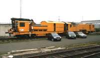 <I>'Analysis Mr Spock?'...  'It's a type of Tamper Captain...  but not as we know it.'</I> A Stoneblower, used for pneumatic ballast injection, standing in the CE sidings at Portobello on 13 April 2007, photographed from a passing train. <br><br>[John Furnevel 13/04/2007]