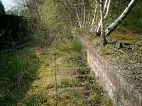 Caledonian Railway Lanarkshire and Dumbartonshire line, Bowling Station, platform and Dumbarton bound track.<br><br>[Alistair MacKenzie 13/04/2007]