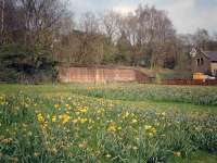 Caledonian Railway Lanarkshire and Dumbartonshire line, stone retaining wall.<br><br>[Alistair MacKenzie 13/04/2007]