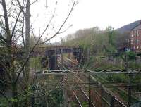 Caledonian Railway Lanarkshire and Dumbartonshire line, bridge over NBR Glasgow, Dumbarton and Helensburgh Railway.<br><br>[Alistair MacKenzie 13/04/2007]