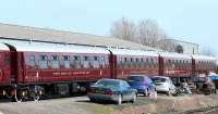 State cars of <i>The Royal Scotsman</i> stabled at Boness before the touring season starts. Could be that this pic. will enable me to travel free?<br><br>[Brian Forbes /04/2007]