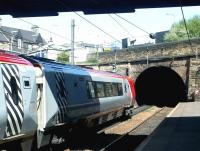 A Plymouth - Edinburgh Voyager leaving Haymarket platform 3 on 13 April 2007 on the last short leg of its journey to Waverley about to enter Haymarket tunnel. <br><br>[John Furnevel 13/04/2007]