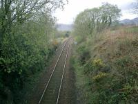 West Highland Line, from bridge by Shandon Station site, looking SE.<br><br>[Alistair MacKenzie 17/04/2007]