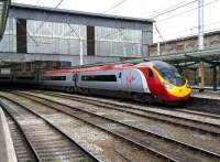 Glasgow Central - London Euston Pendolino service at Carlisle on 18 April.<br><br>[John Furnevel 18/04/2007]