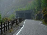 The avalanche tunnel near Attadale on the line to Kyle of Lochalsh looking east through heavy rain.<br><br>[John Gray 22/04/2007]